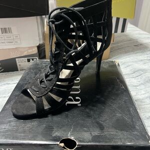 Elegant Black Lace-Up Heels
